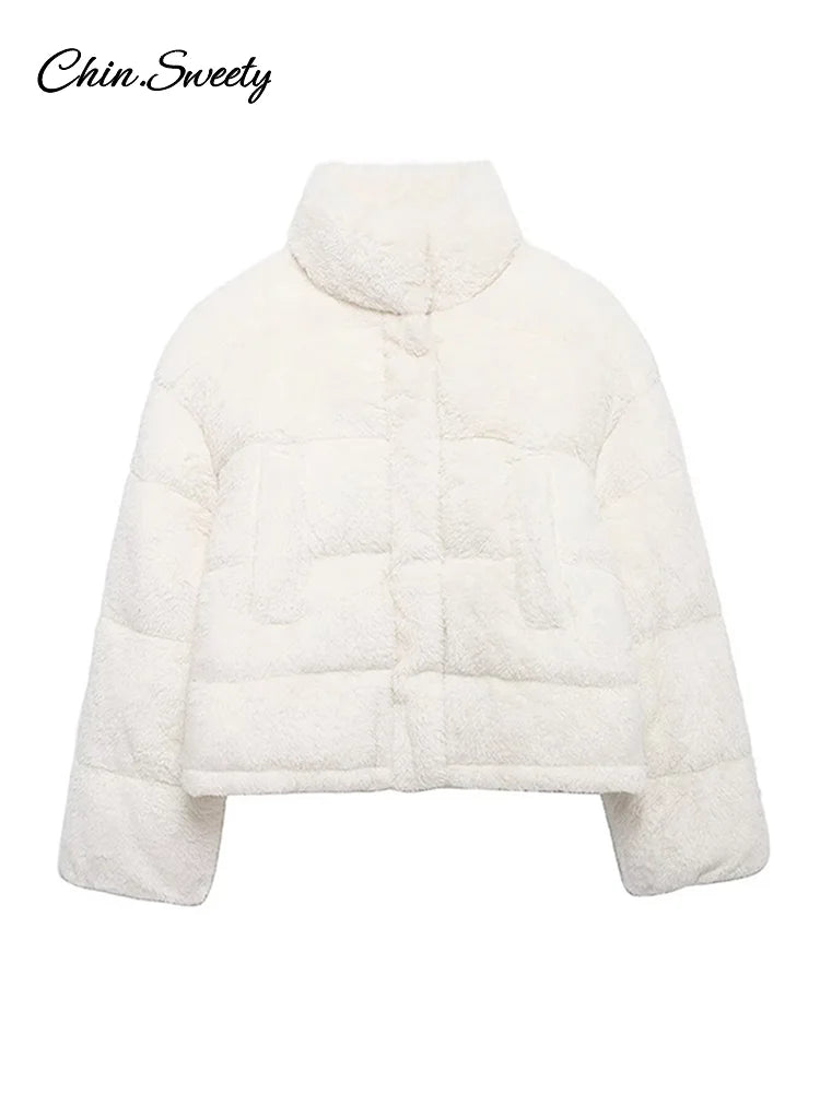 Winter Lamb Wool Zipper ’s Coat Thick Warm Plush Long Sleeve Stand Collar Loose Coat Female Lady Causal Fleece Outwear
