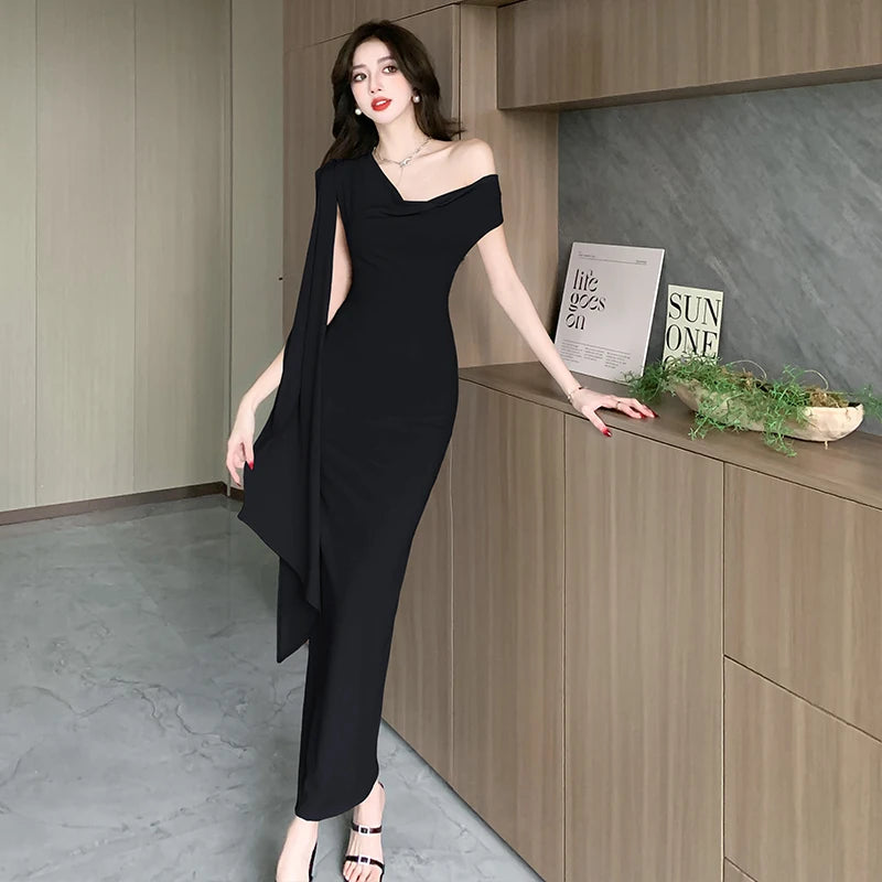 Summer New Strapless Sleeveless Bodycon Long Dresses Slim Split Backless Package Hip Dress Vestidos