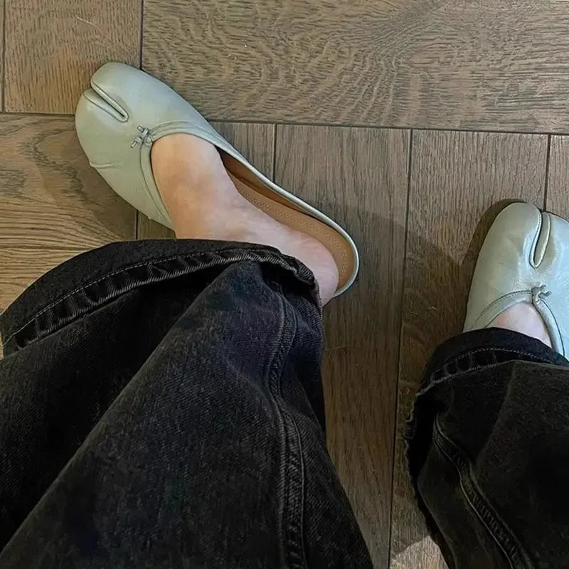 Brand Spring Summer New Ballet Flats Shoes for Split Toe Lazy Loafers Shoes Flats Mules Dress Shoes