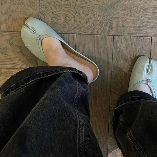 Brand Spring Summer New Ballet Flats Shoes for Split Toe Lazy Loafers Shoes Flats Mules Dress Shoes