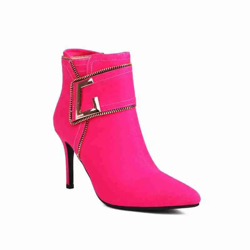 Western Denim Ankle Booties for Pointed Toe Zipper Daily Office High Heels Stilet Boots Autumn Trend New Shoes 3345