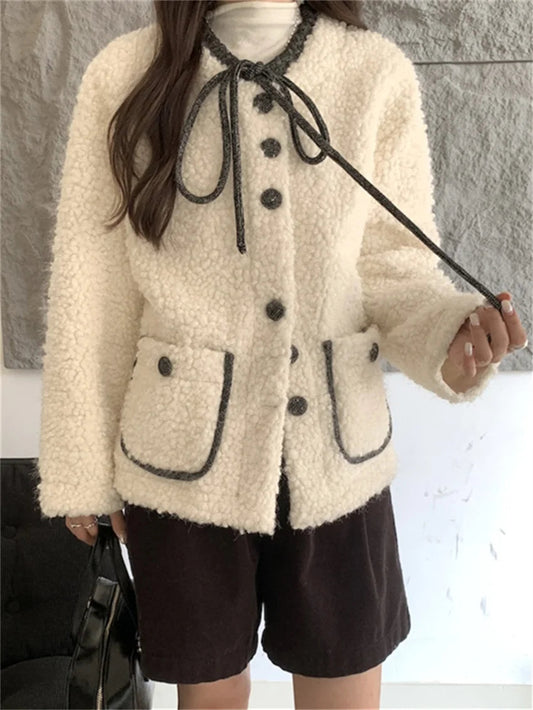Slim Coats Woolen Winter Sweet Office Lady Curl Daily Gentle High Street New