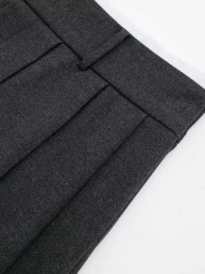 Patchwork Pleated Mini Pant Skirts Woman Autumn High Waist Aline Short Faldas Female Skirt