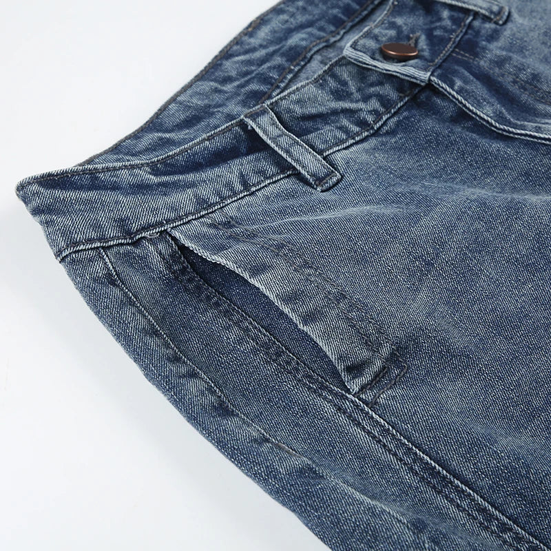 Y2k Low Waisted Washed Flare Jeans Korean Blue Slim Fit Denim Pants Lady Boot Cut Trousers