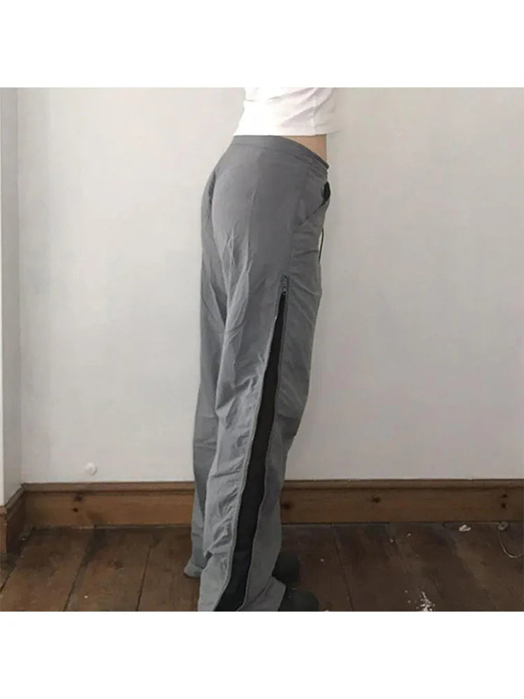 Woman Cotton Pants Loose Trousers Elastic Waist Sweatpants Straight Leg Cargo Simple Pants Allmatch Ins