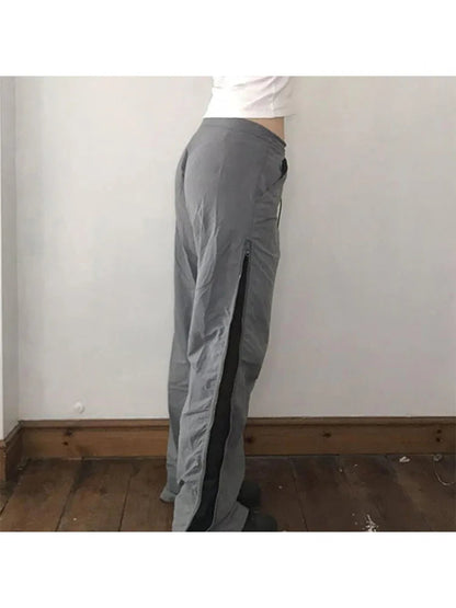 Woman Cotton Pants Loose Trousers Elastic Waist Sweatpants Straight Leg Cargo Simple Pants Allmatch Ins