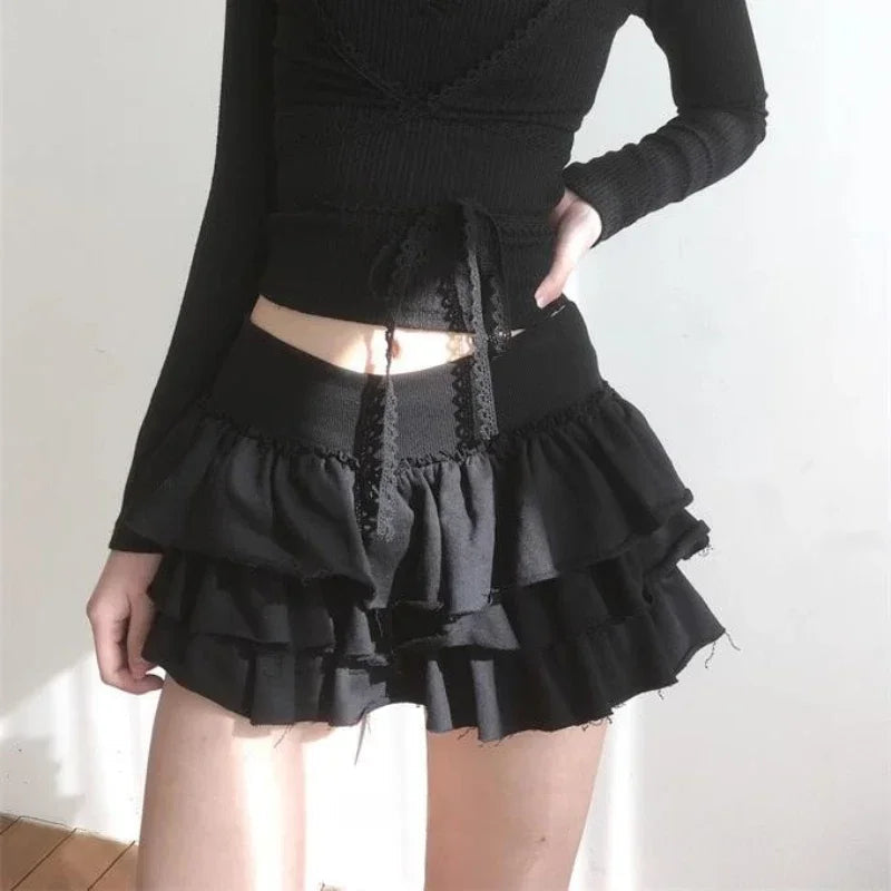 Pleated Color Aline Skirt Spring New Korean Slim Rough Selvage Cake Skirt