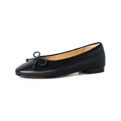 New Woman Ballet Flat Bottom Comfort Black White Leopard Loafers Genuine Leather Quality Flats