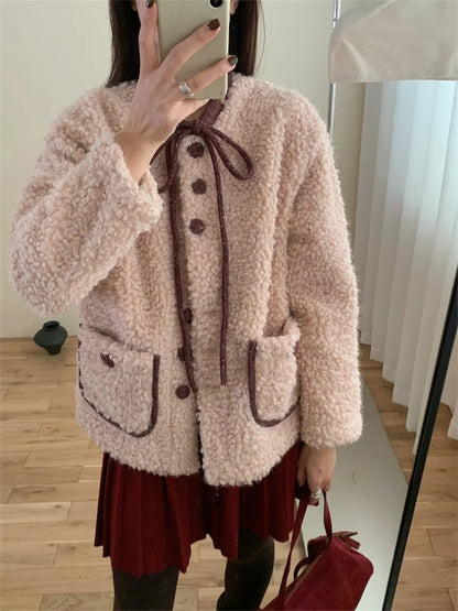 Slim Coats Woolen Winter Sweet Office Lady Curl Daily Gentle High Street New