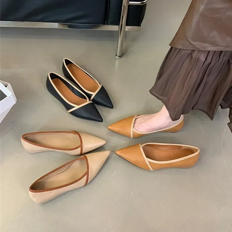 Designer Pointed Toe Pumps Autumn Comfort Soft Leather Wedge Shoes Shoes Office Flats Loafers