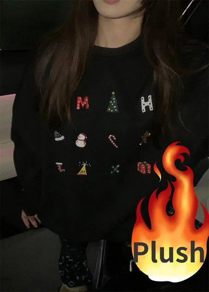 Snowman Graphic Print Hoodie Christmas Kawaii Oversized Sweatshirts Long Sleeve Cutecore Winter Clothes New
