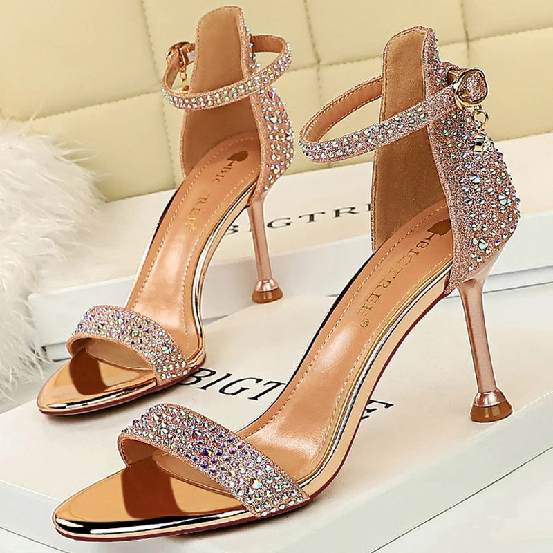 Shoes Rhinestone High Heels Pumps Kitten Heels Party Shoes Open Toe Sandals Heel Stiletto Wedding Shoes