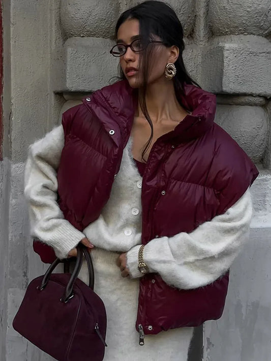 Fluffy Zipper Vest Coats Loose Lapel Sleeveless Single Breasted Jacket Lady Winter Versatile Simple Outwear