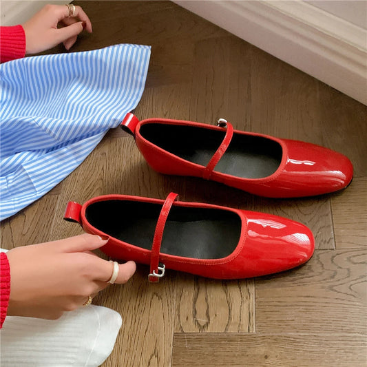 Brand Woman Mary Jane Shoes Genuine Leather Flats Heels Buckles Comfort Shoes Female Spring Summer Shoes Flats