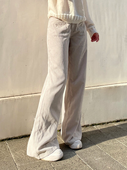Causal All-match Basic Corduroy Pants Gentle Loose Wide Leg Pants Simple High Autumn New