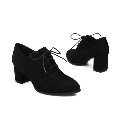 Style Printed Fabric Lace Up High Heeled Shoes Round Toe Cross Tied Spring Autumn New Pumps Oxfords 3548