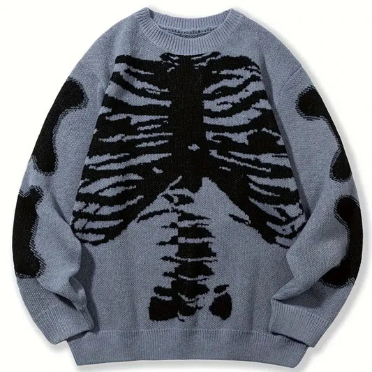 Europe and the United States Street Hip-hop Sweater Street Loose Skull Knit Long-sleeved Sweater