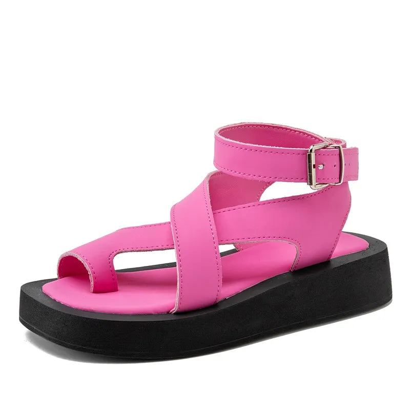 Sandals Summer New Clip Toe Sandals Genuine Leather Roman Shoes Sandals