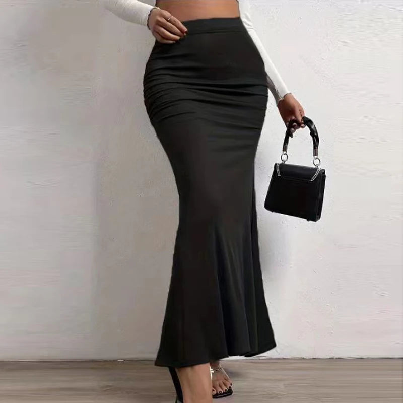 Commuter Lady Slim Fit Mermaid Skirts Spring High Waist Bodycon Long Skirt Autumn Fashionable Wrap Hips Skirt