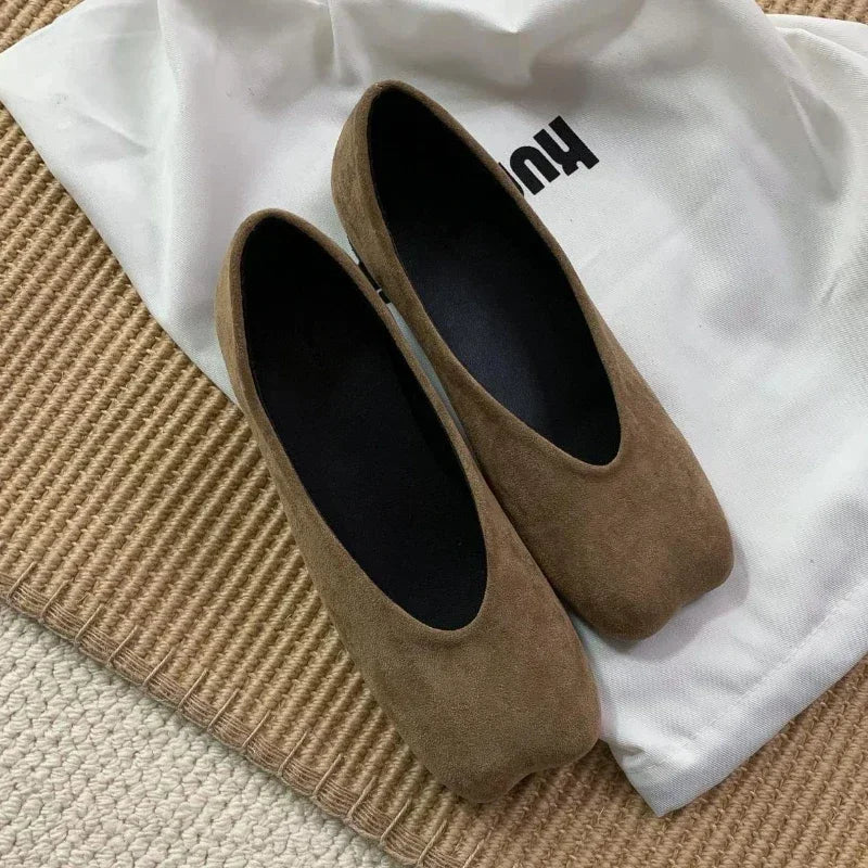 Retro Flat Shoes for Suede Spring Designer Loafer Shoe Shallow Comfort Ballet Mules Pumps Zapatos Mujer