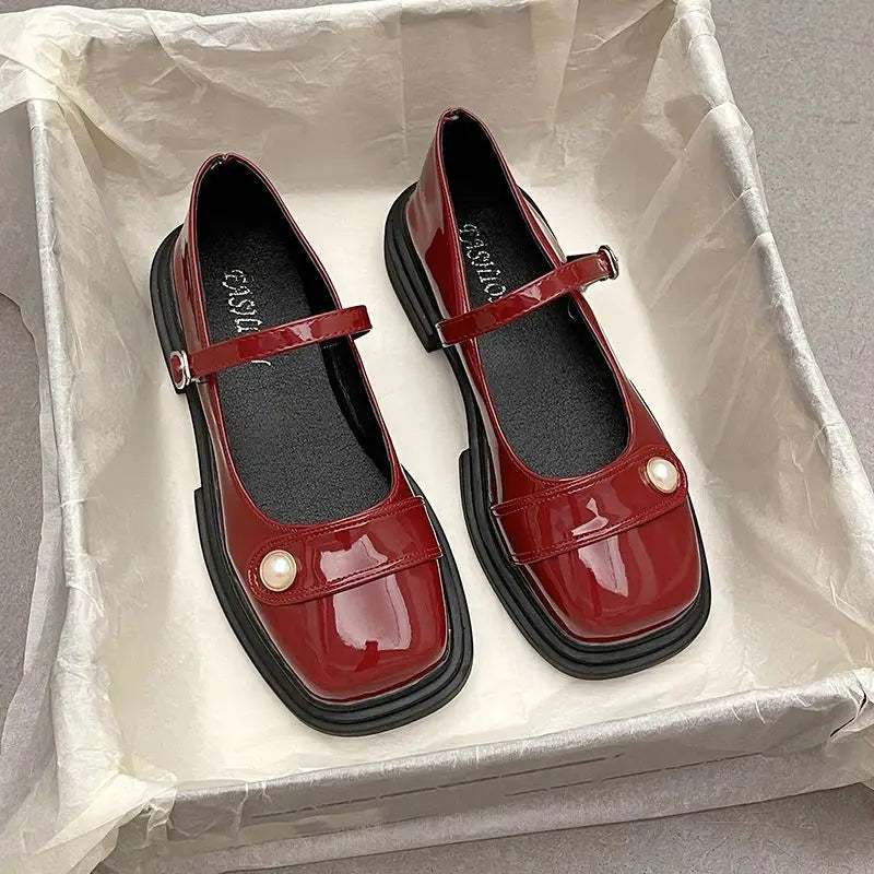Summer Footwear Red Mary Jane Japanese Style Lolita Pearl Gothic Shoes for Woman Black on Offer Lastest a