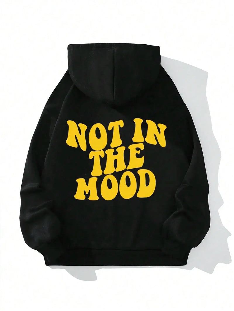 Not in the Mood Personality Letter Female Hoodies Personality Loose Hoodie Autumn Warm Fleece Hoody Harajuku Street Pullover