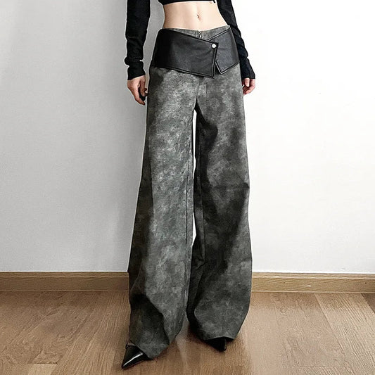 Classic Allmatch Cool Youth Vitality Patchwork Genderfree Wide Leg Pants Trousers