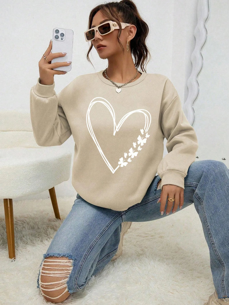 The Great Love at the Edge of Butterflies Design Sweatshirt Female Fleece Crewneck Hooded Street Autumn Pullover New Sportswear