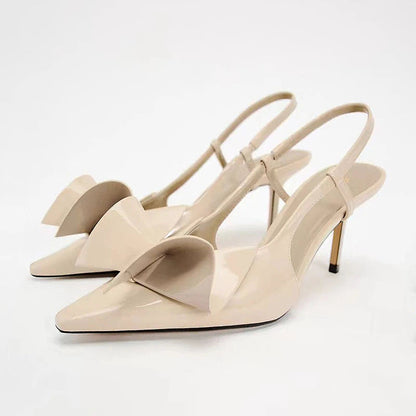 Blue Denim Fabric Slingbacks for Woman Cross Thin Buckle Strap Upper Stiletto Sandals Point Toe Thin Kitten Heel Pump