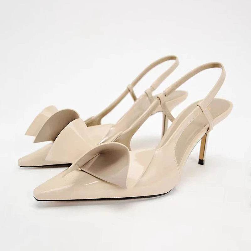 Blue Denim Fabric Slingbacks for Woman Cross Thin Buckle Strap Upper Stiletto Sandals Point Toe Thin Kitten Heel Pump