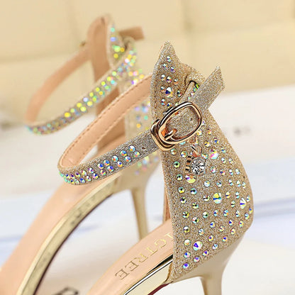 Shoes Rhinestone High Heels Pumps Kitten Heels Party Shoes Open Toe Sandals Heel Stiletto Wedding Shoes