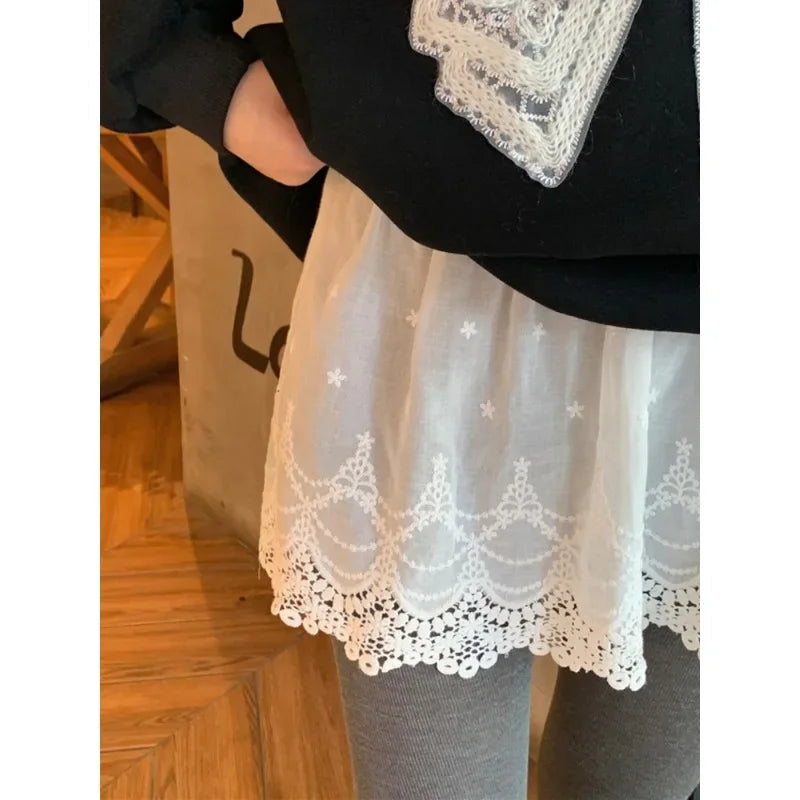 Hollow Seethrough Aline Skirt Spring New High Waist Color All Match Mini Skirt