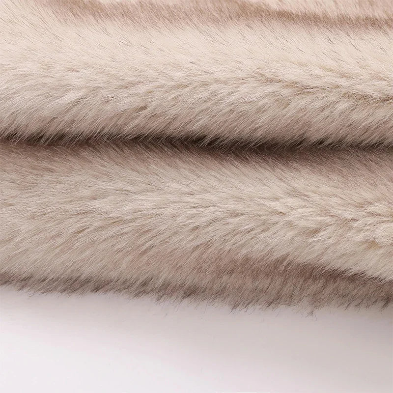 Iconic Street Week Brand Gardient Cropped Faux Fur Coat Winter Hot Cool Fluffy Short Fur Jacket