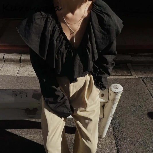 Ruffles Stereoscopic Ruched Blouse