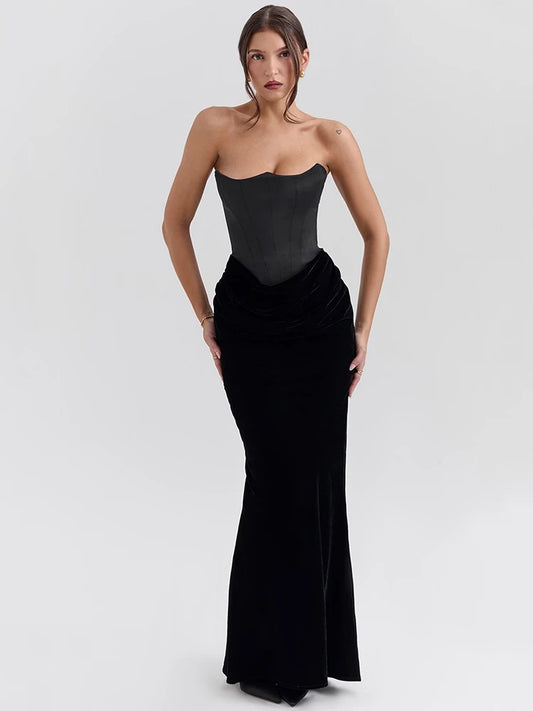 Off-shoulder Strapless Maxi Dress for Sleeveless Backless Bodycon Club Party Evening Long Dress