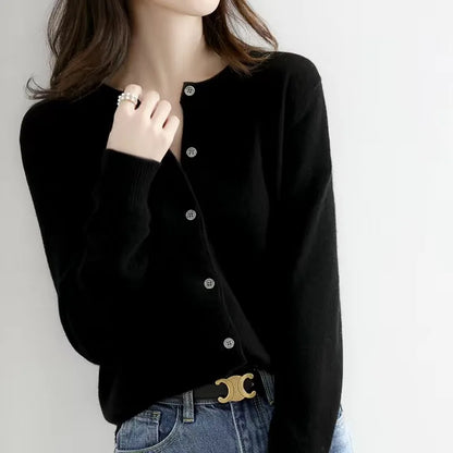 Cardigans Sweater O-neck Spring Autumn Knitted Cashmere Cardigans Single Breasted Sweaters Df4934