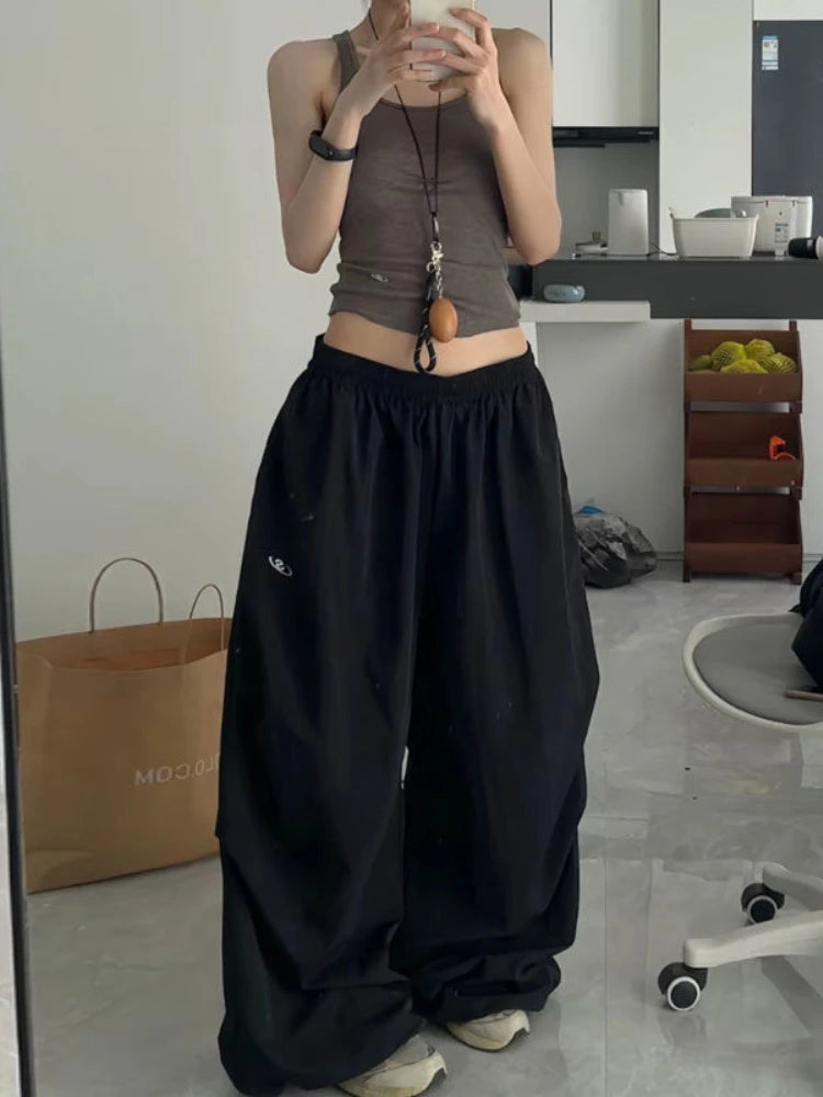 Baggy Jogging Pants Hip Hop Y2k Grey Embroidery Korean Straight Leg Sport Trouser Harajuku Causal Bottoms