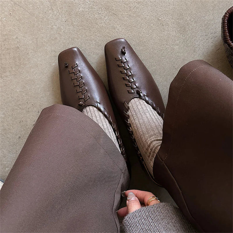 Loafers Spring Walk Loafers Genuine Leather Slip on Flats Shoes Soft Ballet Flats Shoes Woman Gold
