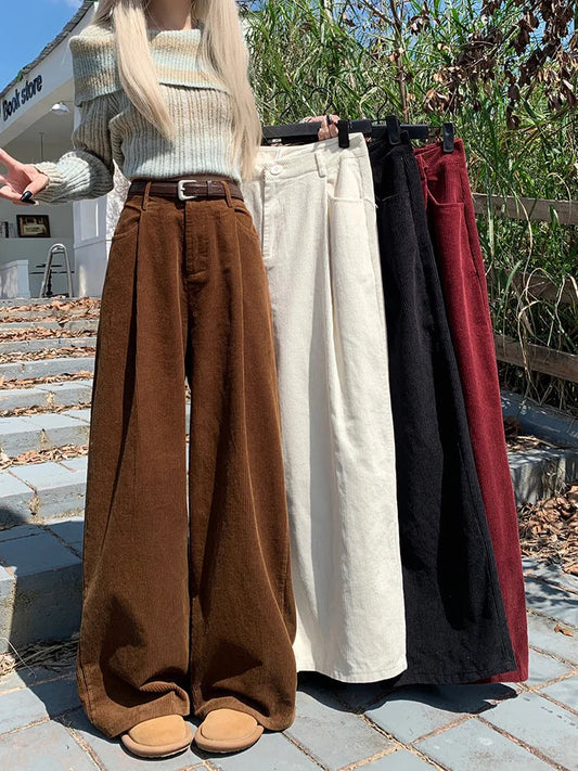 High Waist Female Trousers Pocket Loose Wide Leg High Street Y2k Pants Autumn Pants New