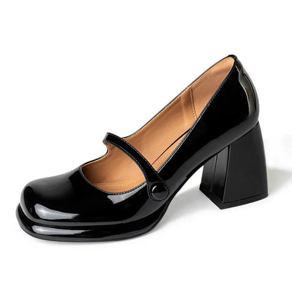 Shoes New Retro Square Toe Hollow Out Shoes Waterproof Platform Shoes