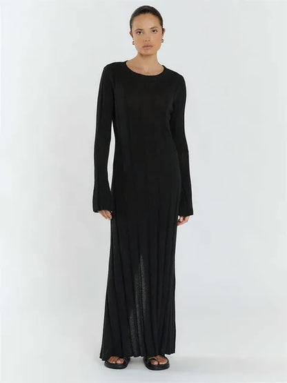 Loose High Waist Long Dress Female Long Sleeve Pullover Dress Knitwear Winter Maxi Dress