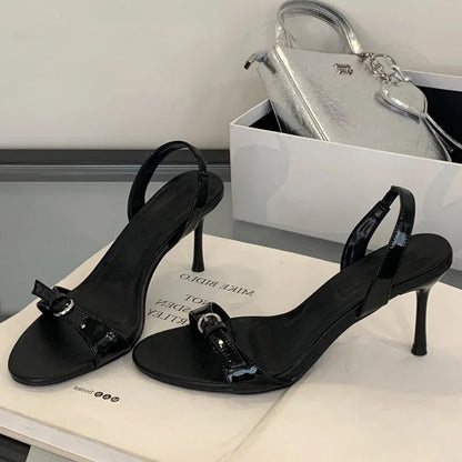Summer Narrow Band Open Toe Sandals Thin Low Heel Gladiator Party Shoes Zapatos De Mujer