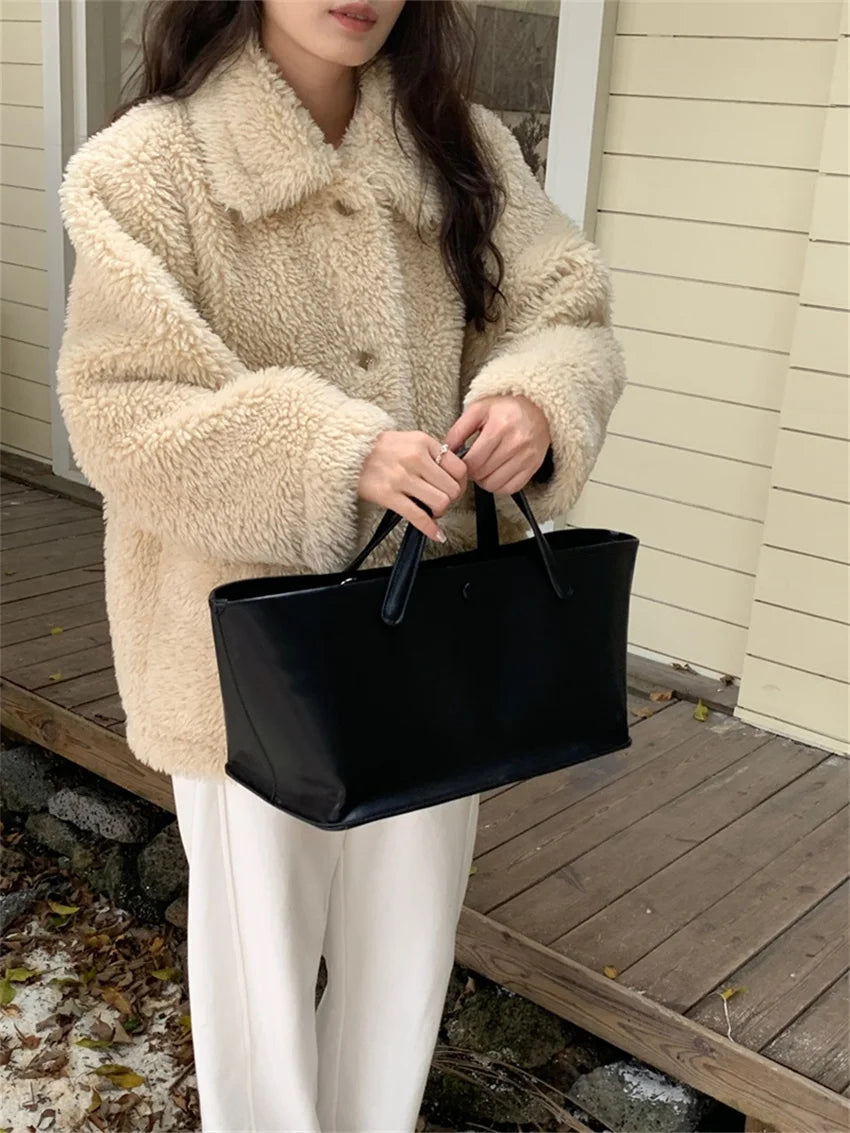 Winter Warm Coats Thicken Lamb Wool Gentle Office Lady New Slim