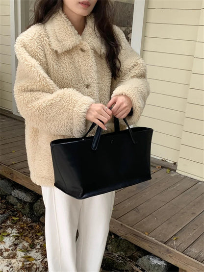 Winter Warm Coats Thicken Lamb Wool Gentle Office Lady New Slim