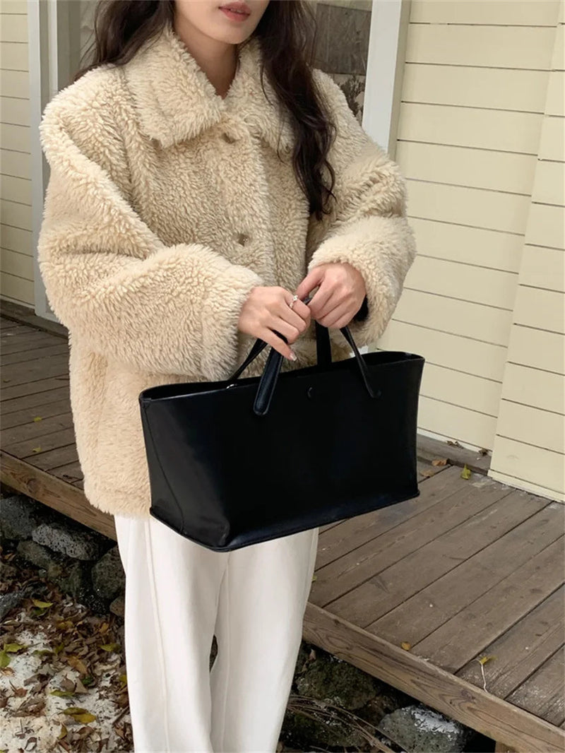 Winter Warm Coats Thicken Lamb Wool Gentle Office Lady New Slim