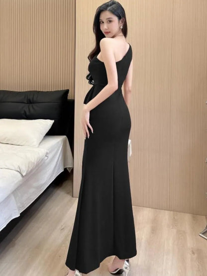 Backless Slim Split Long Dress Summer Sleeveless Off Shoulder Club Party Mesh Dresses