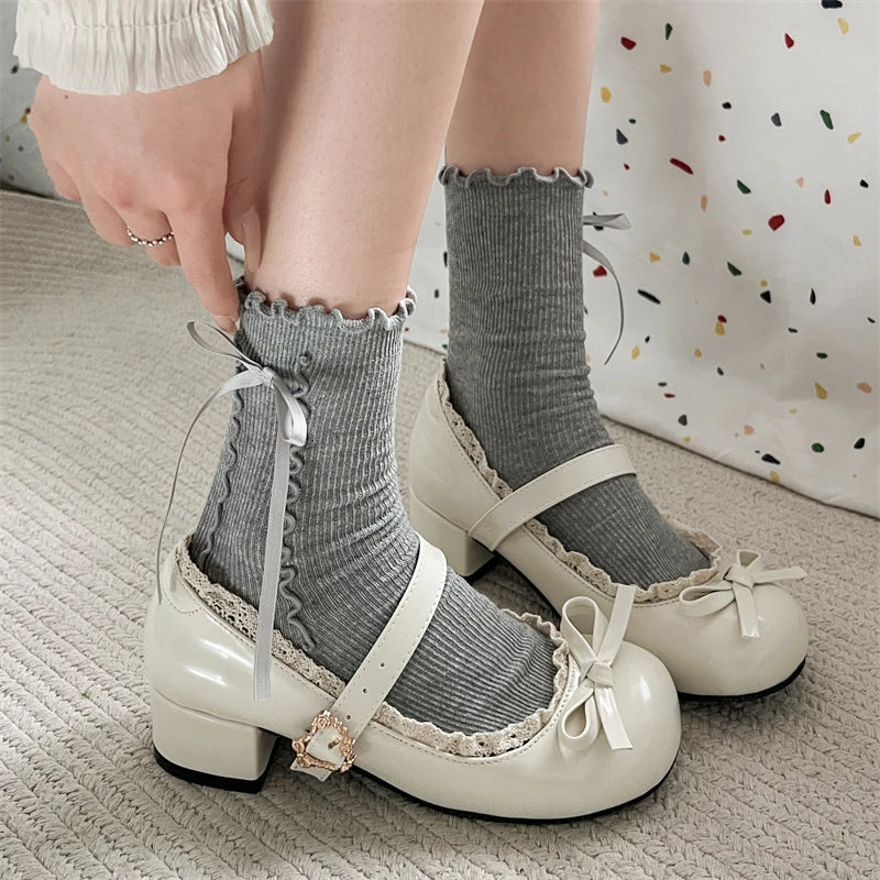 Jk Mary Jane Shoes Causal Shallow Butterflyknot Shoes Spring Autumn Female Leather Shoes