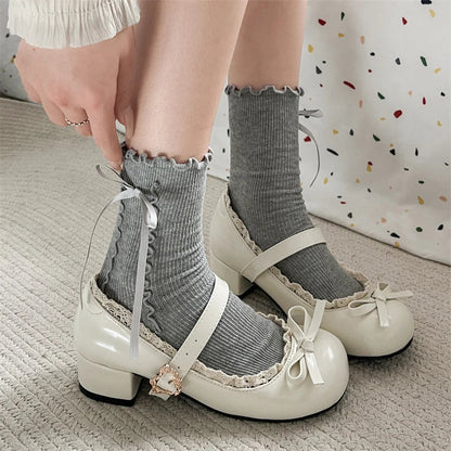 Jk Mary Jane Shoes Causal Shallow Butterflyknot Shoes Spring Autumn Female Leather Shoes