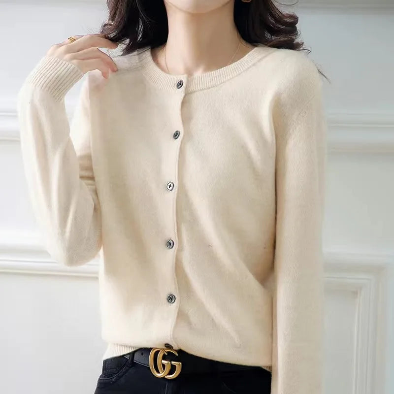 Cardigans Sweater O-neck Spring Autumn Knitted Cashmere Cardigans Single Breasted Sweaters Df4934