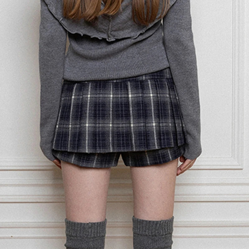 Plaid Aline Shorts Skirt England Style Low Waist Mini Skirts Japanese Korean Preppy Bottoms Y2k